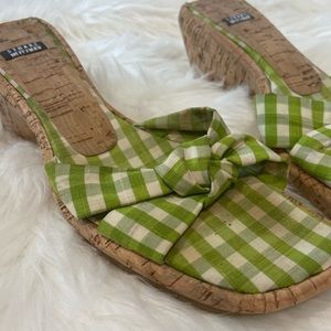 Y2K Stuart Weitzman White Espadrille Wedge Buckle Sandals